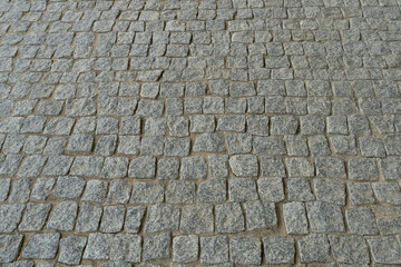 Old Stone Pavement Texture Background, Granite Cobblestone Road Pattern, Vintage Block Sidewalk