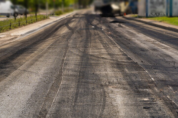 Laying Asphalt, Road Repair, Street Under Construction, new tar asphalt texture, Modern Road Repair