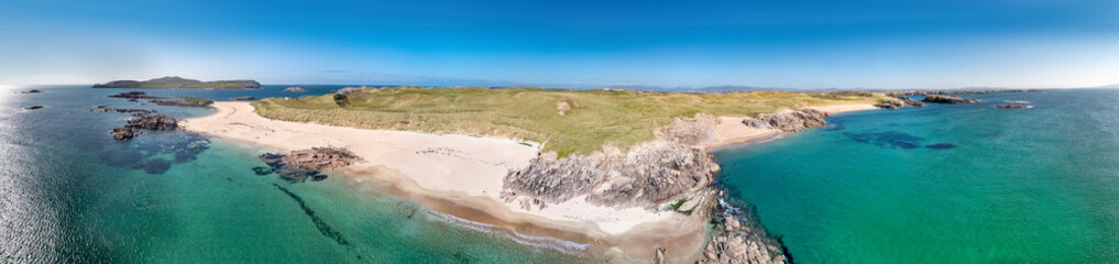 Aerial view of the north west pier on Cruit Island, Tobernoran, bay, County Donegal, Ireland - obrazy, fototapety, plakaty