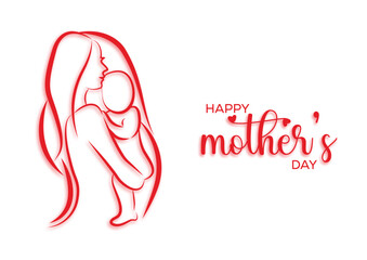 Vector Mother and baby silhouette design for happy mother’s day