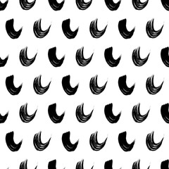 Seamless pattern with black wavy grunge brush strokes