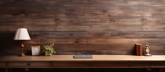 Desk and wall made of wood