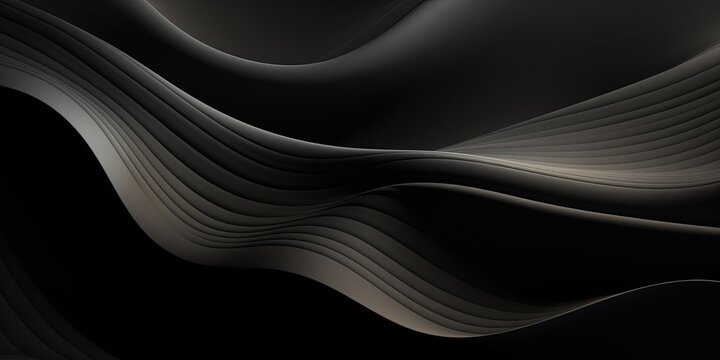 Abstract gray anthracite net grid waving waves texture on black background banner illustration concept for web design backdrop