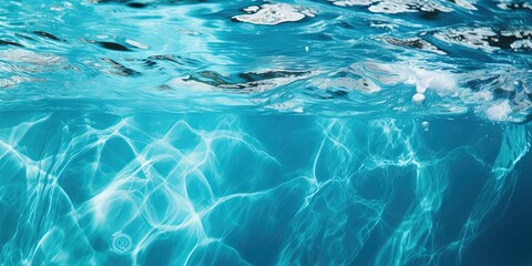 Banner of water texture on swimming pool underwater. summer.