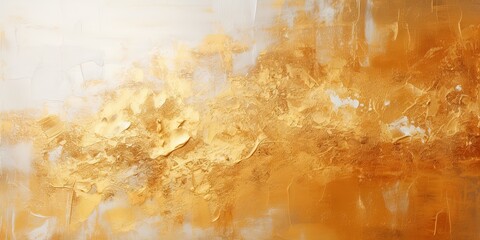 Closeup of abstract rough gold art painting texture wall, with oil brushstroke, pallet knife paint...