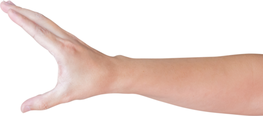 man hand gesture holding something isolated on white background