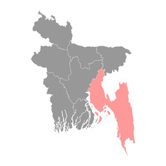 Chittagong division map, administrative division of Bangladesh.