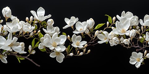Magnolias flowers background banner panorama - Beautiful blooming white magnolia branch, isolated...