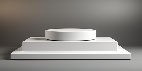 Minimal white podium for product display, gray color background