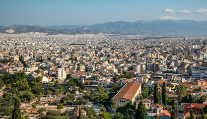 Aerial cityscape view of Athens capital of Greece