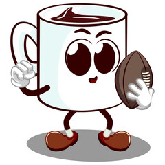 vector mascot character of a funny mug playing american football