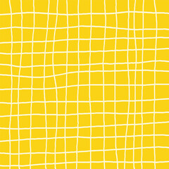 Hand Drawn yellow plaid with simple Vector Seamless Pattern. Doodle Cottagecore Checks with Homestead Farmhouse Print wallpaper. Pastel Summer Graphic Background.