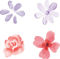 Vector watercolor floral elements