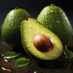 Fresh Organic Avocado Close-up Macro Photography of Ripe Green Fruit