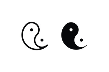yin yang icon. In Yang Concept of dualism line icons set, Zen symbol editable stroke isolated on white background, linear vector outline illustration, symbol logo design style - obrazy, fototapety, plakaty