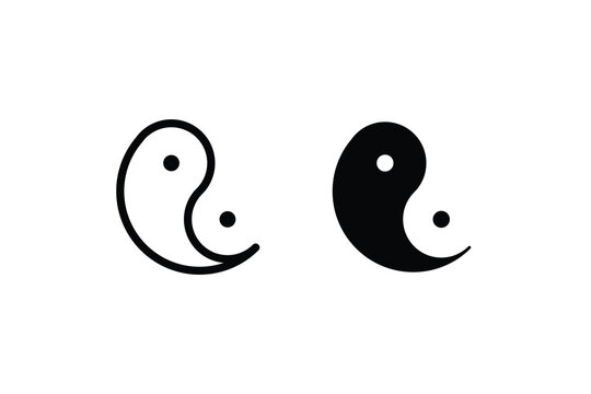 yin yang icon. In Yang Concept of dualism line icons set, Zen symbol editable stroke isolated on white background, linear vector outline illustration, symbol logo design style
