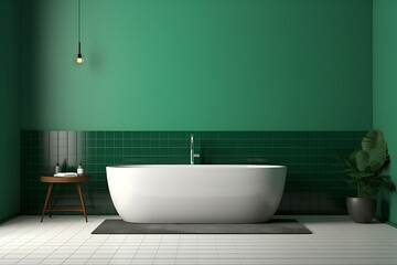 Fototapeta na wymiar green modern bathroom interior