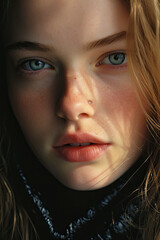 Fototapeta premium candid close-up of a woman's face