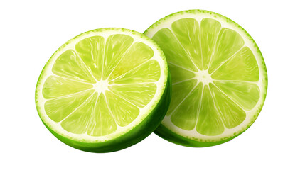 Sliced limes Sour green fruit isolated on transparent background PNG