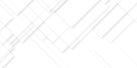 Modern Abstract white background design with layers of textured white transparent material in triangle and squares shapes. White color technology concept geometric line vector background.