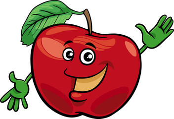 happy cartoon apple fruit comic character