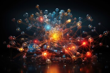 Fototapeta na wymiar Quantum Physics science in a colorful background