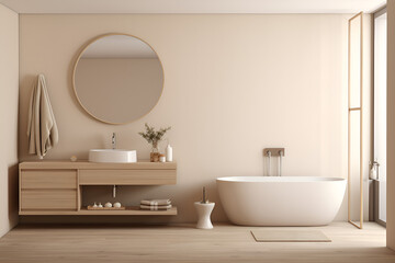Fototapeta na wymiar beige modern bathroom interior