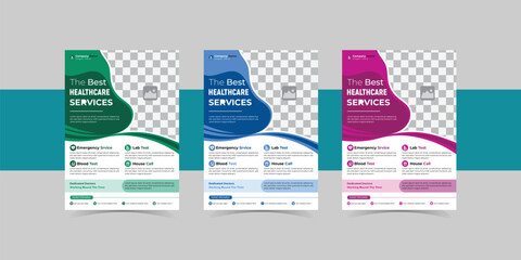 Vector medical healthcare A4 flyer template design