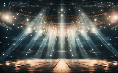 Stage with lights, lighting devices,