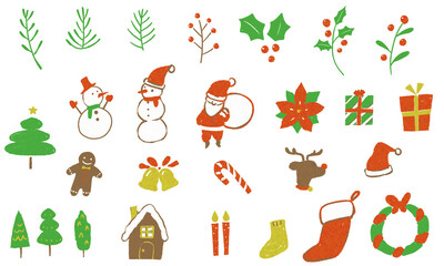 Hand drawn christmas illustration set