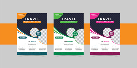 Travel poster or flyer pamphlet brochure design layout space  for travel agency.