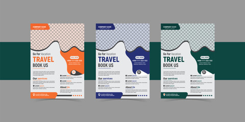 Travel poster or flyer pamphlet brochure design layout space  for travel agency. - obrazy, fototapety, plakaty