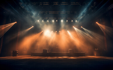 Stage with lights, lighting devices,