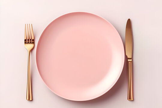 pink plate and fork