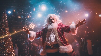 Santa Claus dancing - obrazy, fototapety, plakaty