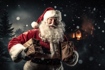 Santa Claus handing out presents