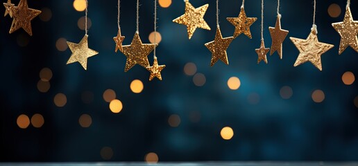 christmas star lights in the night sky, in the style of light gold and indigo, luxurious - obrazy, fototapety, plakaty