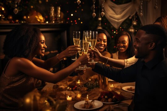 A Group Of Friends Toasting With Champagne