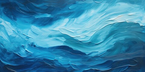 Closeup of abstract rough colorfuldark blue art painting texture background wallpaper, with oil or acrylic brushstroke waves, pallet knife paint on canvas