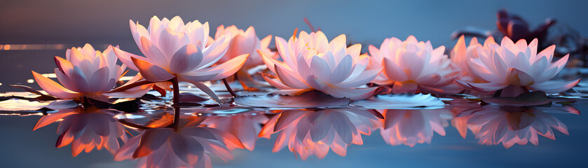 arrière-plan zen avec eau, fleur de lotus, nénuphars