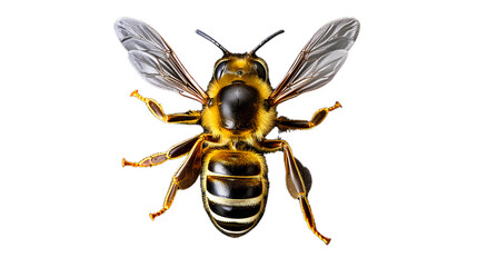 bee top view. Isolated on Transparent background.