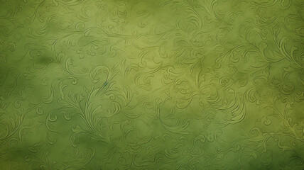 vintage green wallpaper with barely noticeable floral ornament, background with a copy space - obrazy, fototapety, plakaty