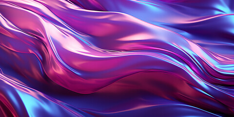Obraz premium Abstract holographic pink and blue frosted molten plastic jelly waves background texture