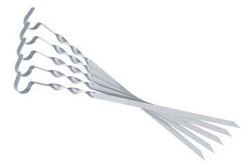 Metal skewers, 3D rendering isolated on transparent background