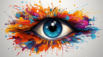 eye and a whirlwind of multicolored colors concept a new idea a look at creativity and innovation, cosmetics and make-up, computer graphics - obrazy, fototapety, plakaty