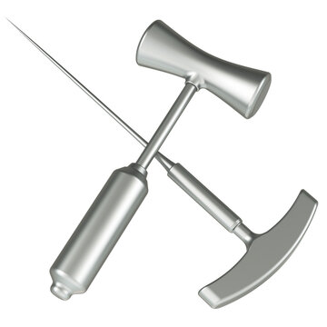 Orbitoclast, tools for lobotomie. 3D rendering isolated on transparent background