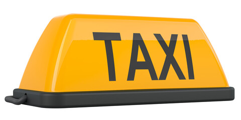 Taxi car signboard, 3D rendering isolated on transparent background