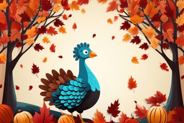 Illustration for Thanksgiving Day with an image of a turkey.