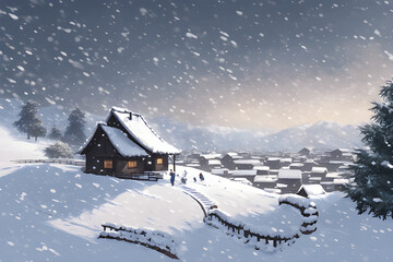 house in the snow,generative ai