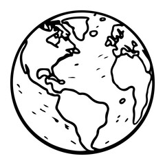 Globe Earth black icon. Globe silhouette drawing. Outline Globe icon.